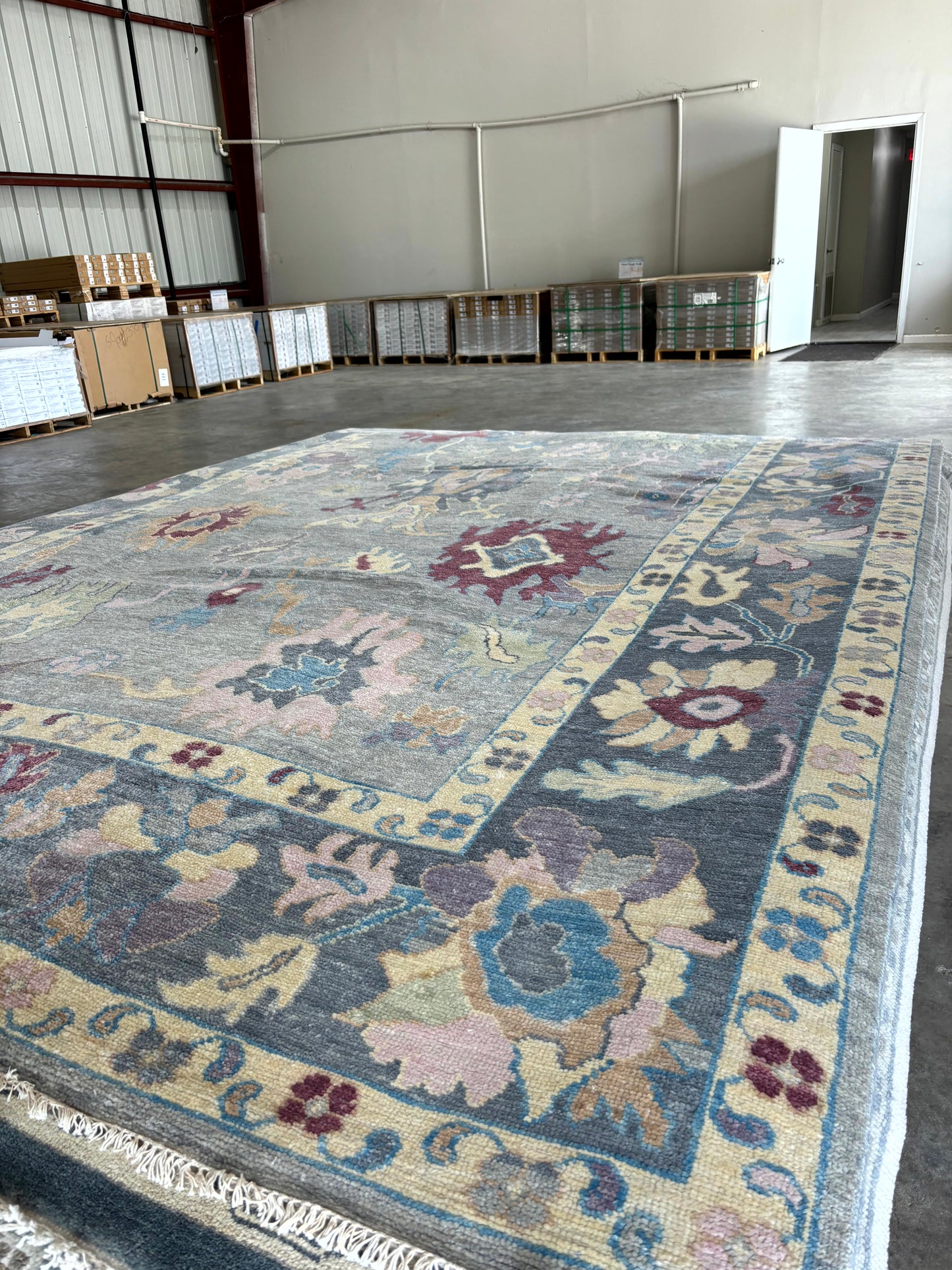 Mangrove 10x14 Ivory and Gray Hand-Knotted Modern Oushak Rug