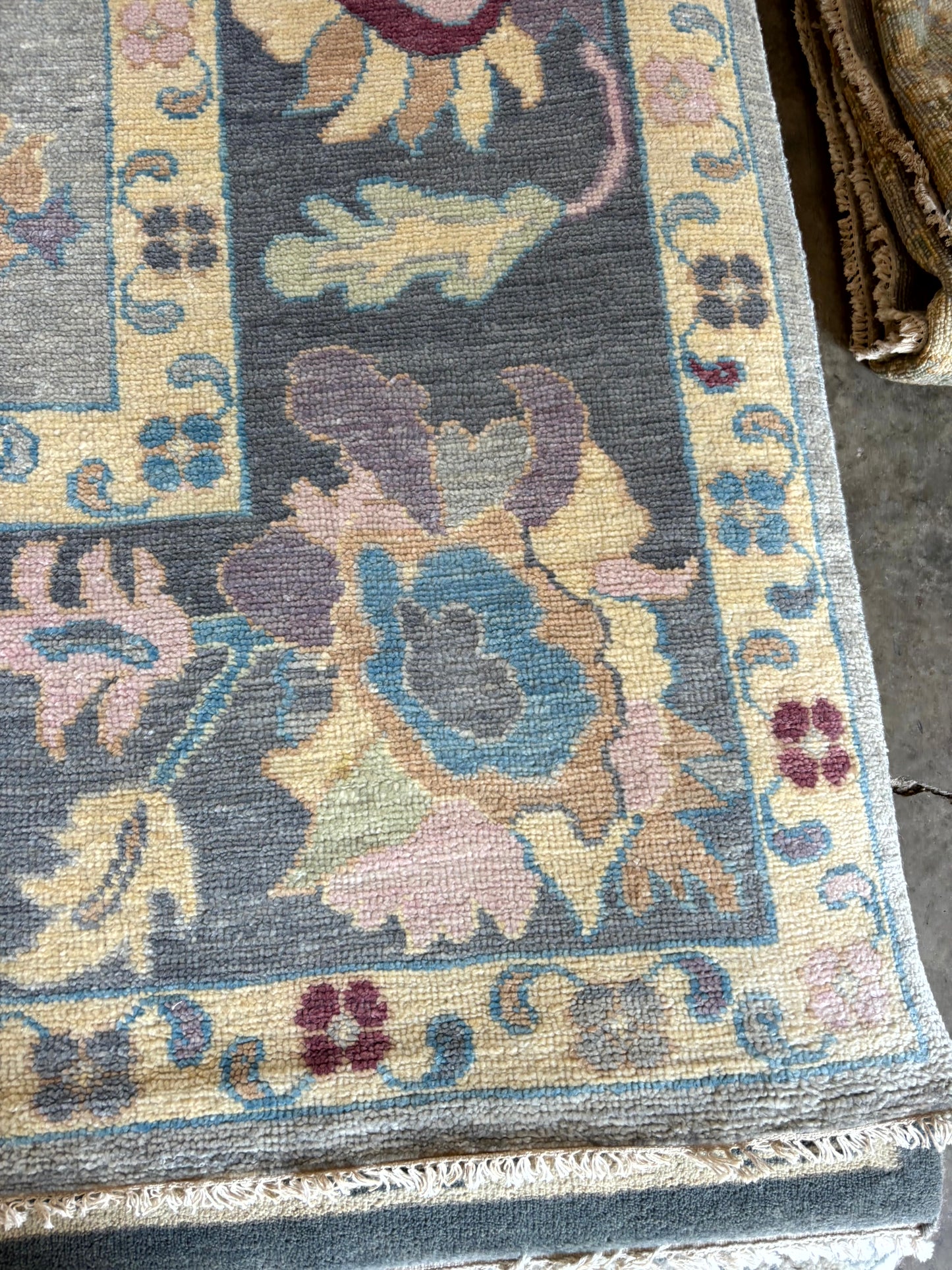 Mangrove 10x14 Ivory and Gray Hand-Knotted Modern Oushak Rug