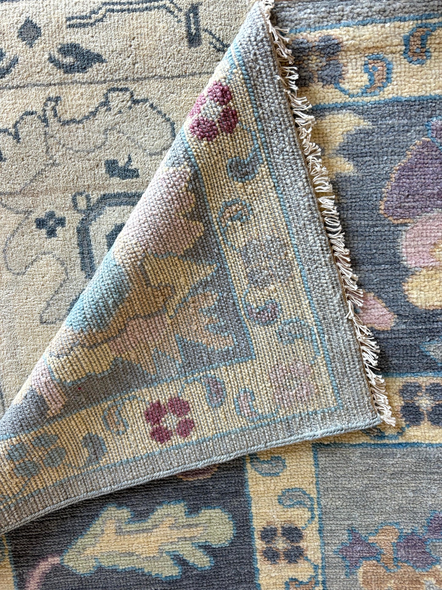 Mangrove 10x14 Ivory and Gray Hand-Knotted Modern Oushak Rug