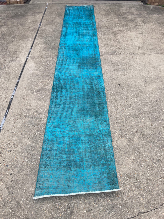 Narra 2.5x15 Hand-Knotted Turquoise Runner