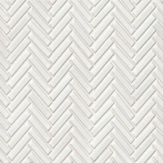 90 White Herringbone Mosaic