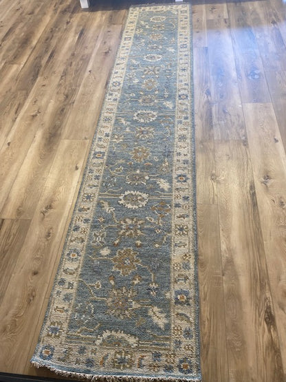 Santa Cruz 2.5x12 Gray Hand-Knotted Oushak Runner