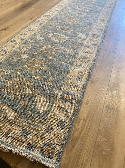 Santa Cruz 2.5x12 Gray Hand-Knotted Oushak Runner