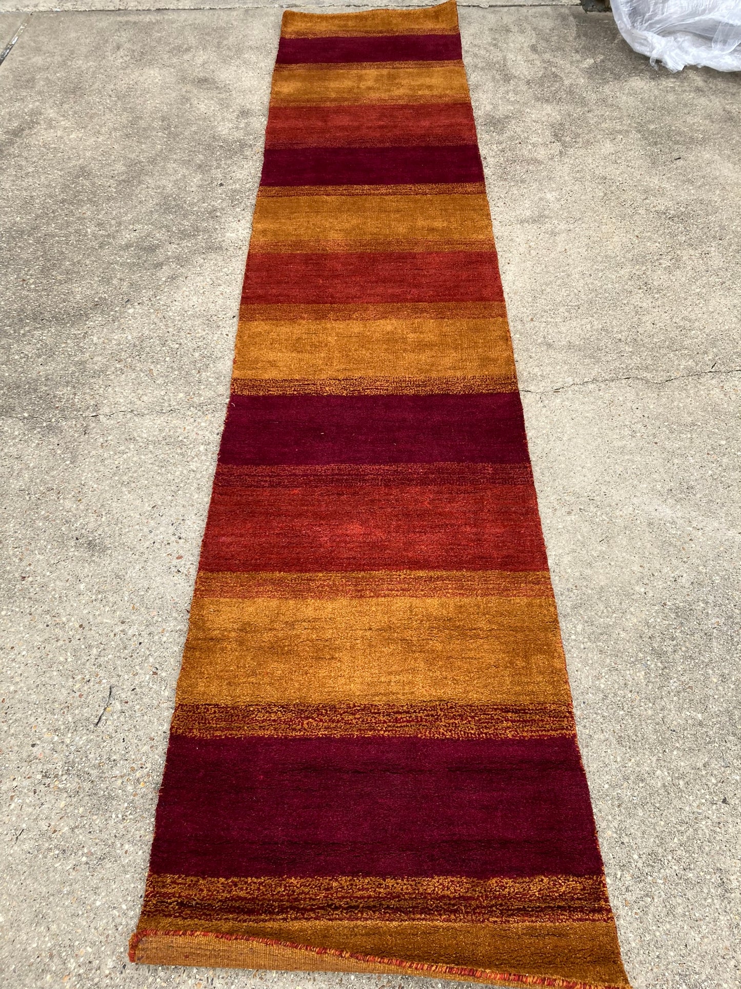 Sisi 13' Orange and Red Striped Gabbeh Runner