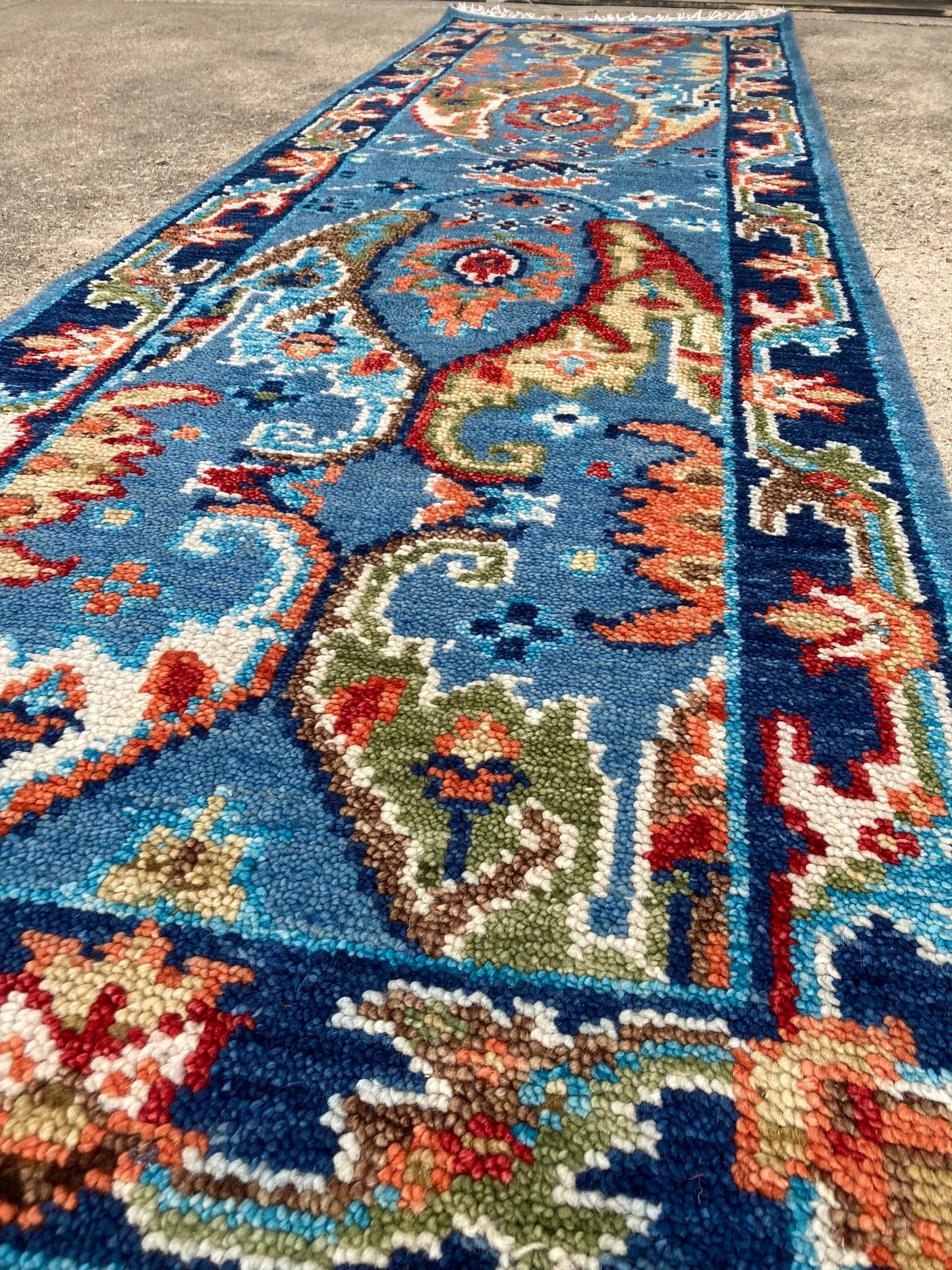 Lupa 8' Light and Dark Blue Oushak Runner