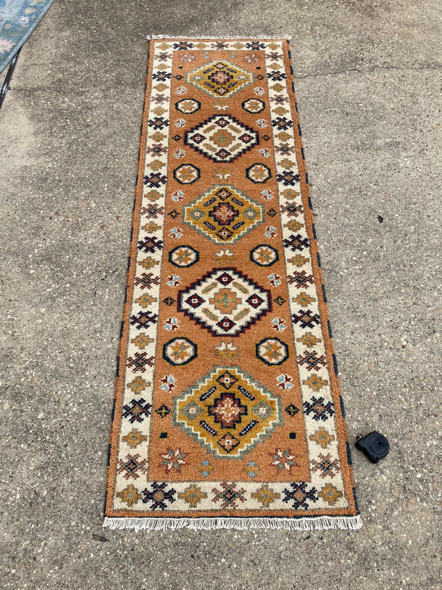 Sila 7' Orange Hand-Knotted Oushak Runner