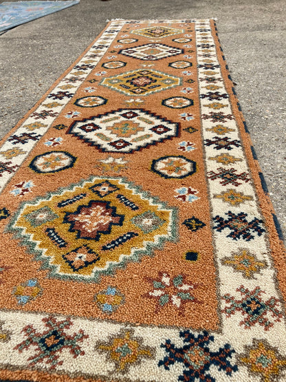 Sila 7' Orange Hand-Knotted Oushak Runner