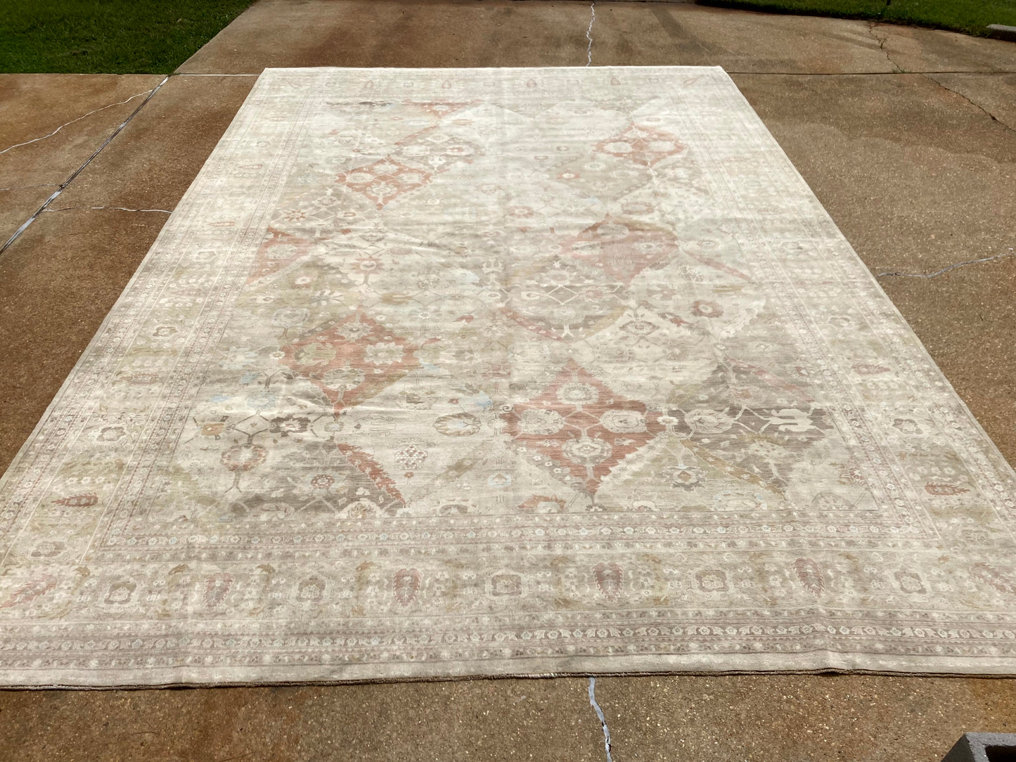 Lamund 12x18 Beige and Brown Hand-Knotted Oushak