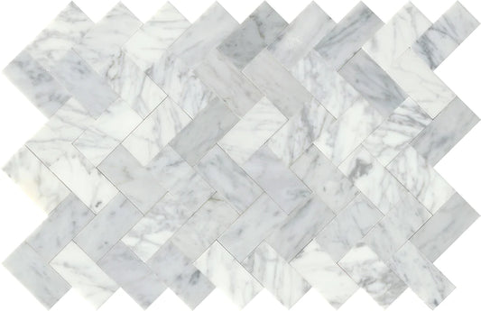 Link White Herringbone Mosaic