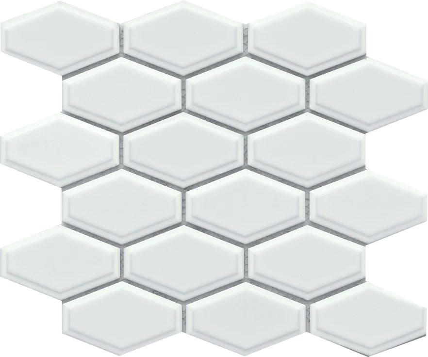 Reward White Beveled Hex Mosaic