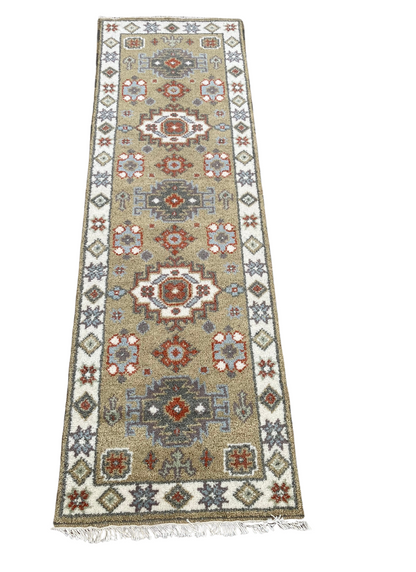 Panga 7' Tan and Ivory Oushak Runner