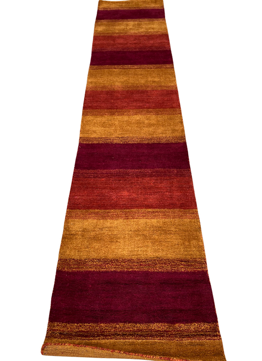 Sisi 13' Orange and Red Striped Gabbeh Runner