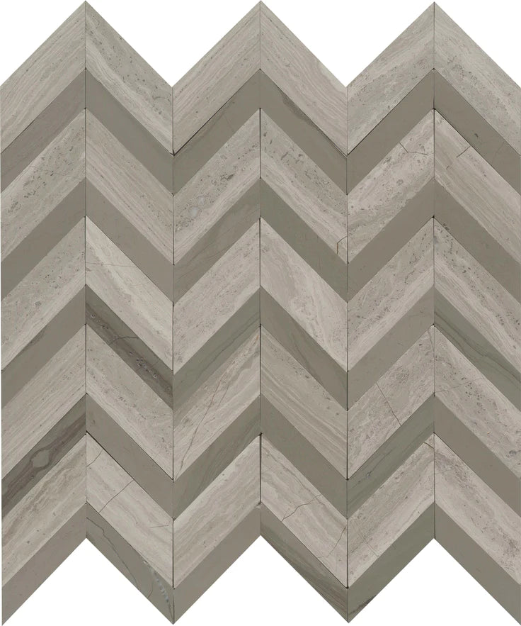 Bizou Cream and Taupe Chevron Mosaic