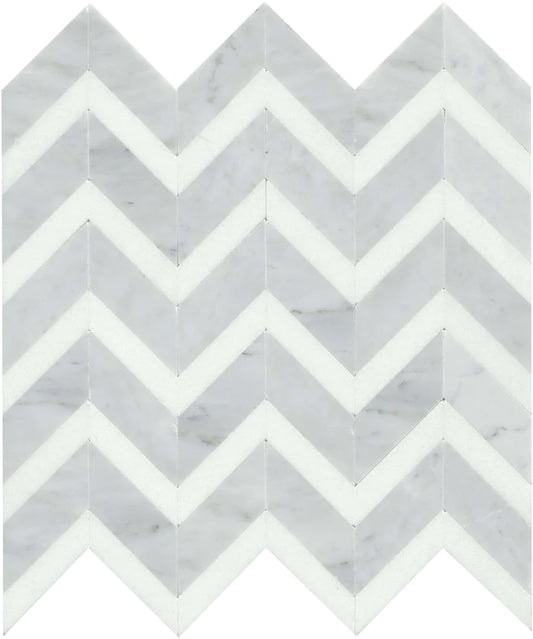 Bizou White & White Chevron Mosaic