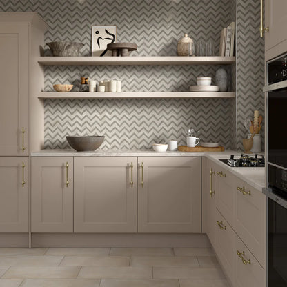 Bizou Cream and Taupe Chevron Mosaic