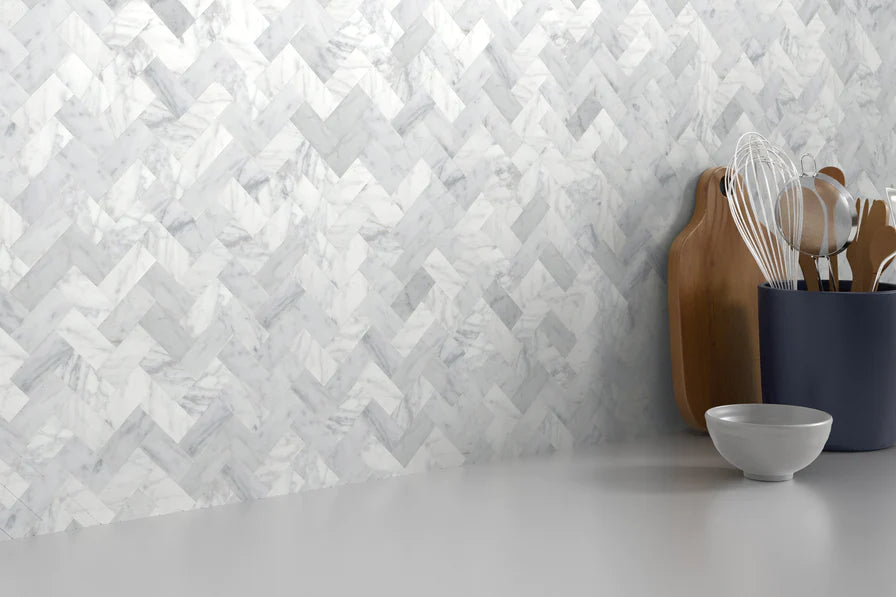 Link White Herringbone Mosaic