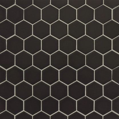 Matte Black 2x2 Hexagon Mosaic