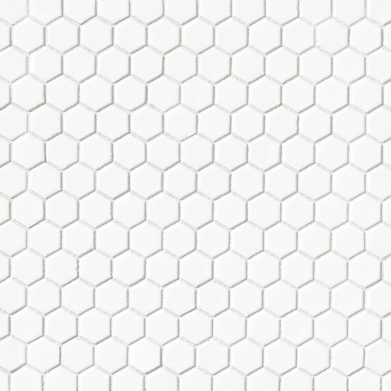 White 1x1 Hexagon Mosaic - Matte