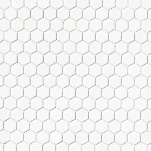 White 1x1 Hexagon Mosaic - Matte