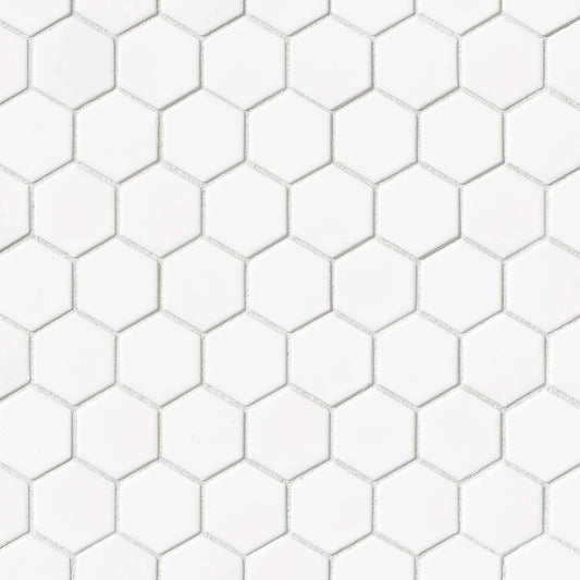 White 2x2 Hexagon Mosaic - Gloss