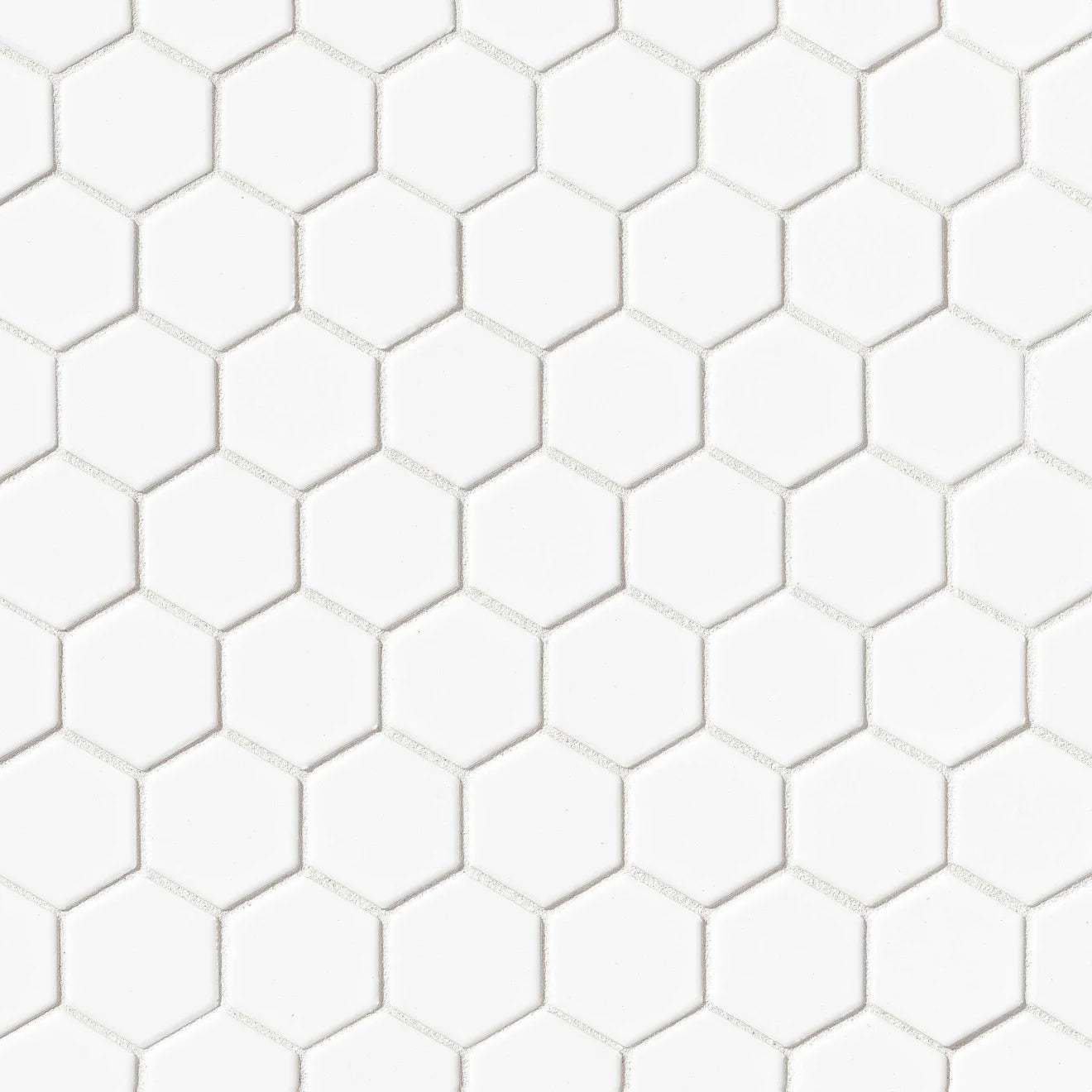 White 2x2 Hexagon Mosaic - Matte