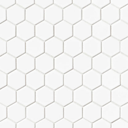 White 2x2 Hexagon Mosaic - Matte