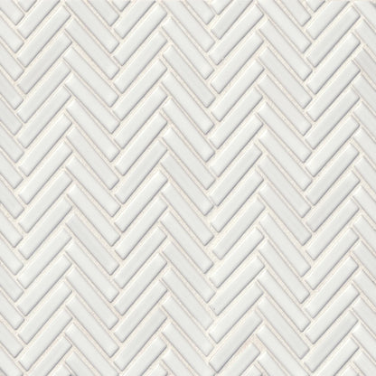 90 White Herringbone Mosaic