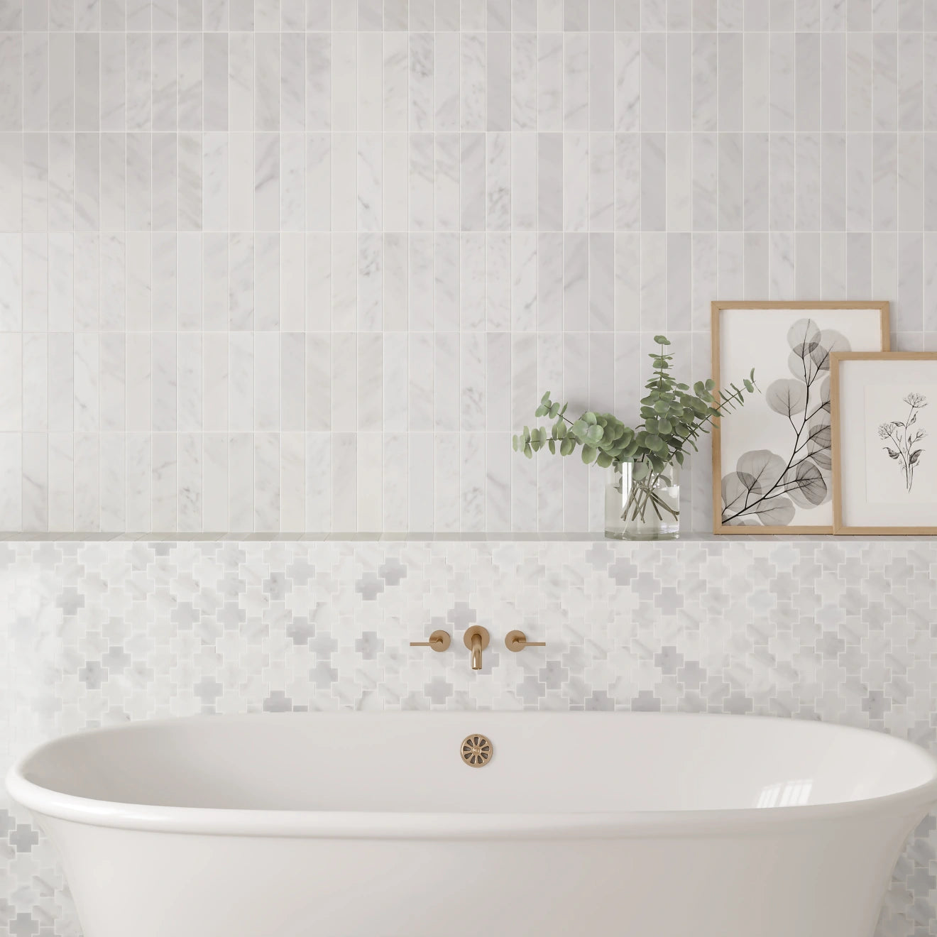 Monet Oriental White Honed Mosaic